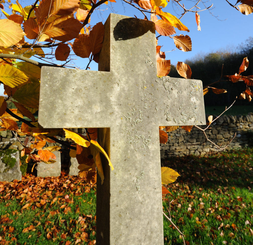 Stone cross in a cemetery