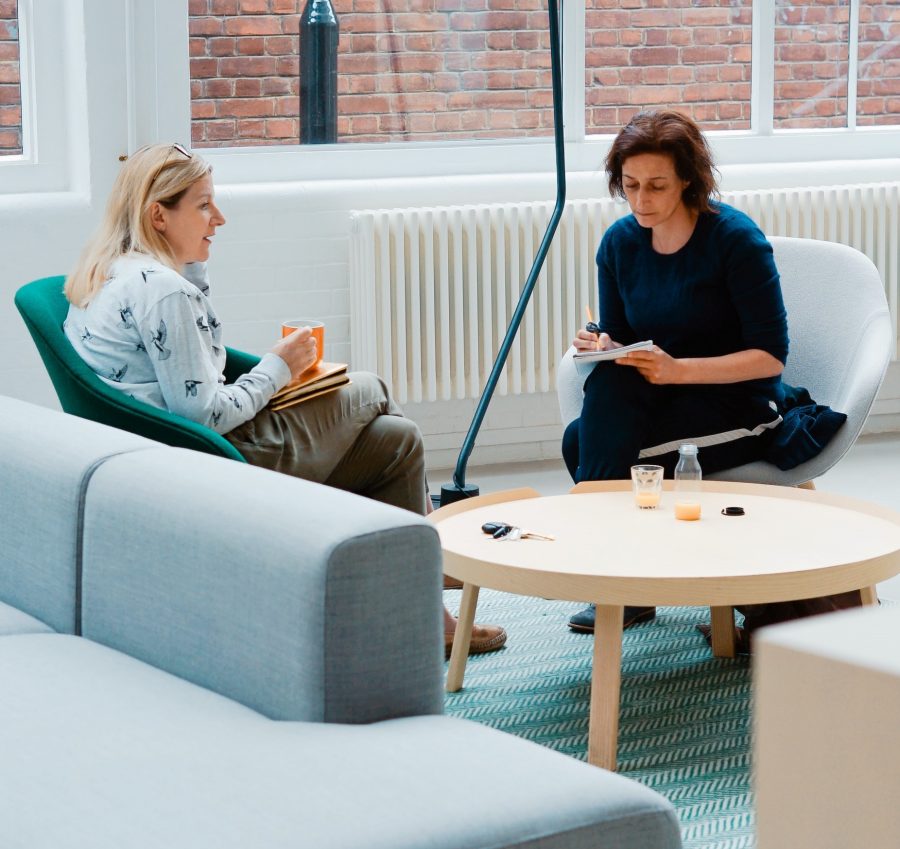 Informal meeting between two women