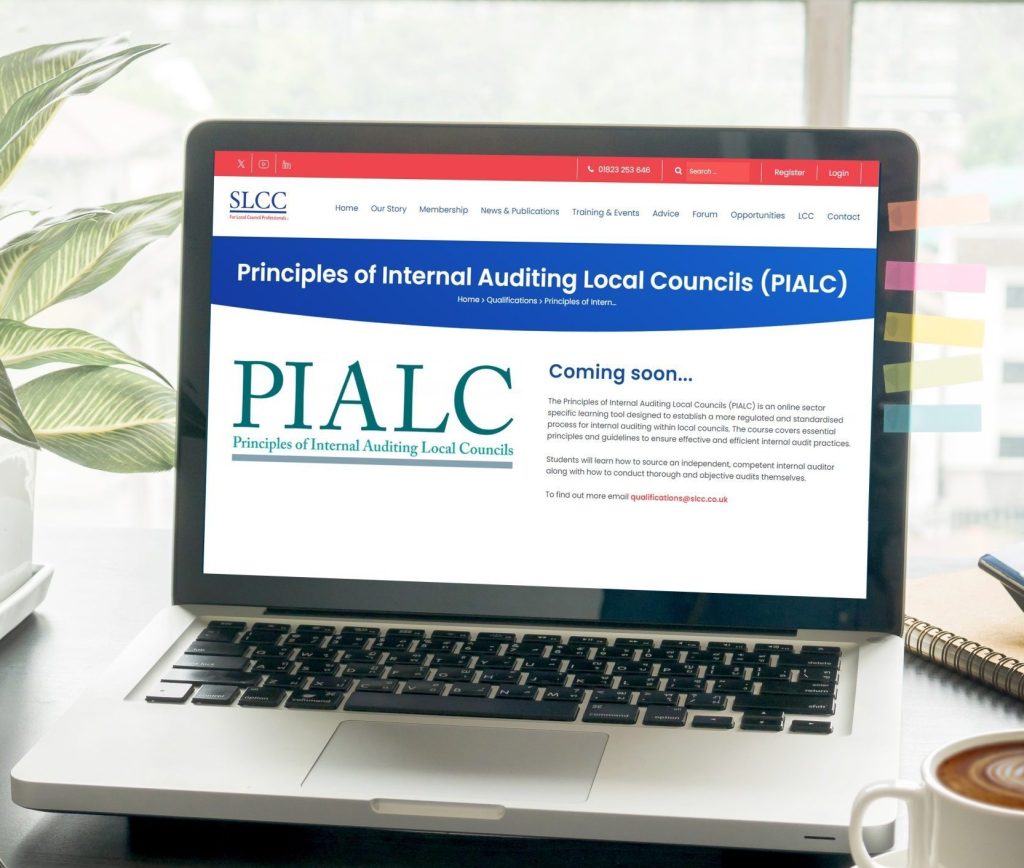 Laptop with SLCC's Principles of Internal Auditing for Local Councils webpage on screen